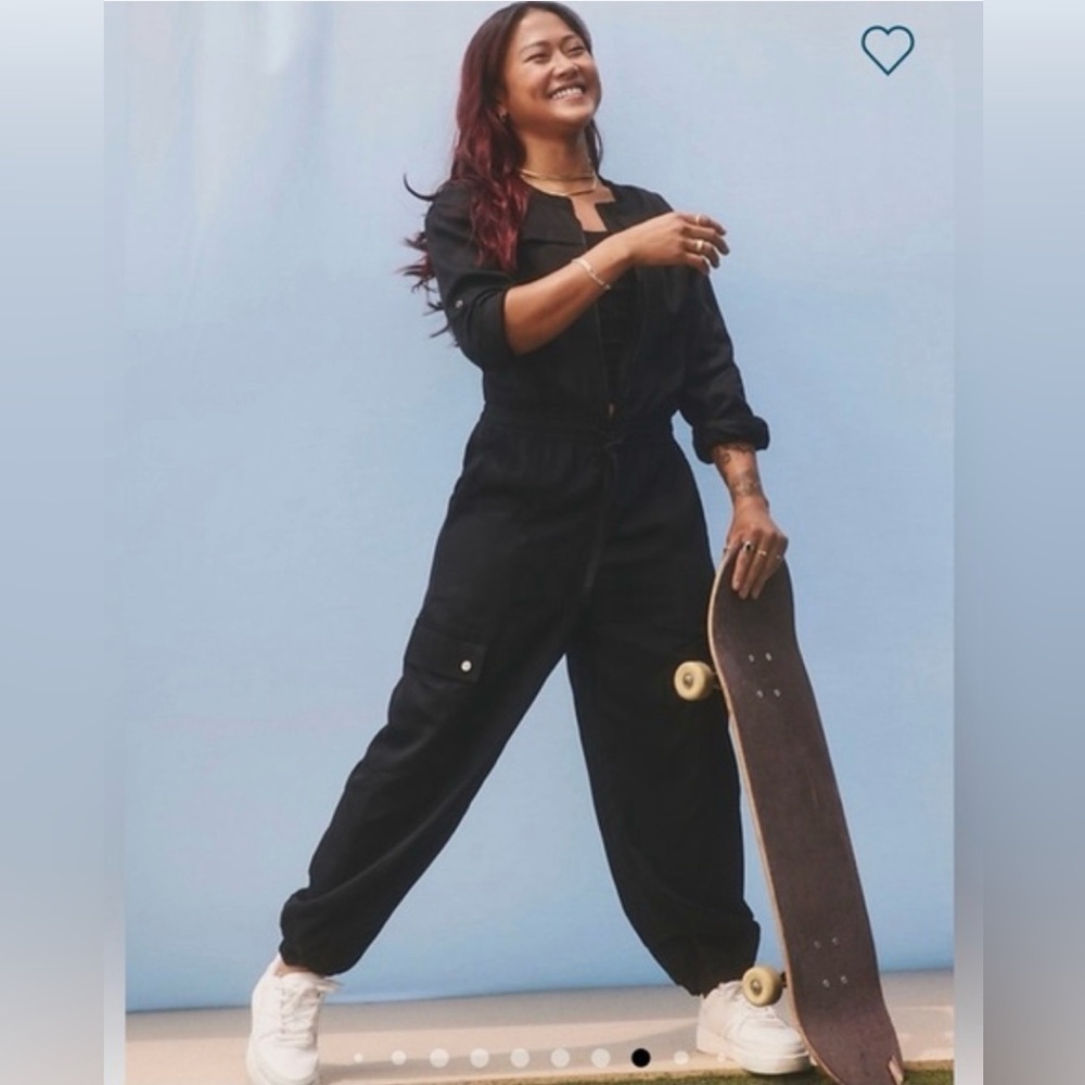 NWT Athleta Celestial Black Utility Jumpsuit Sz L/T